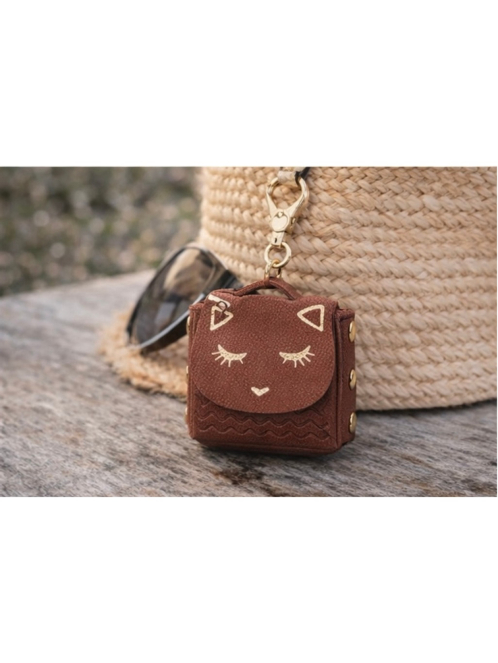 NEW Kitty Coin Pouch & Earbud Case – Gold Hardware / Brown NWT